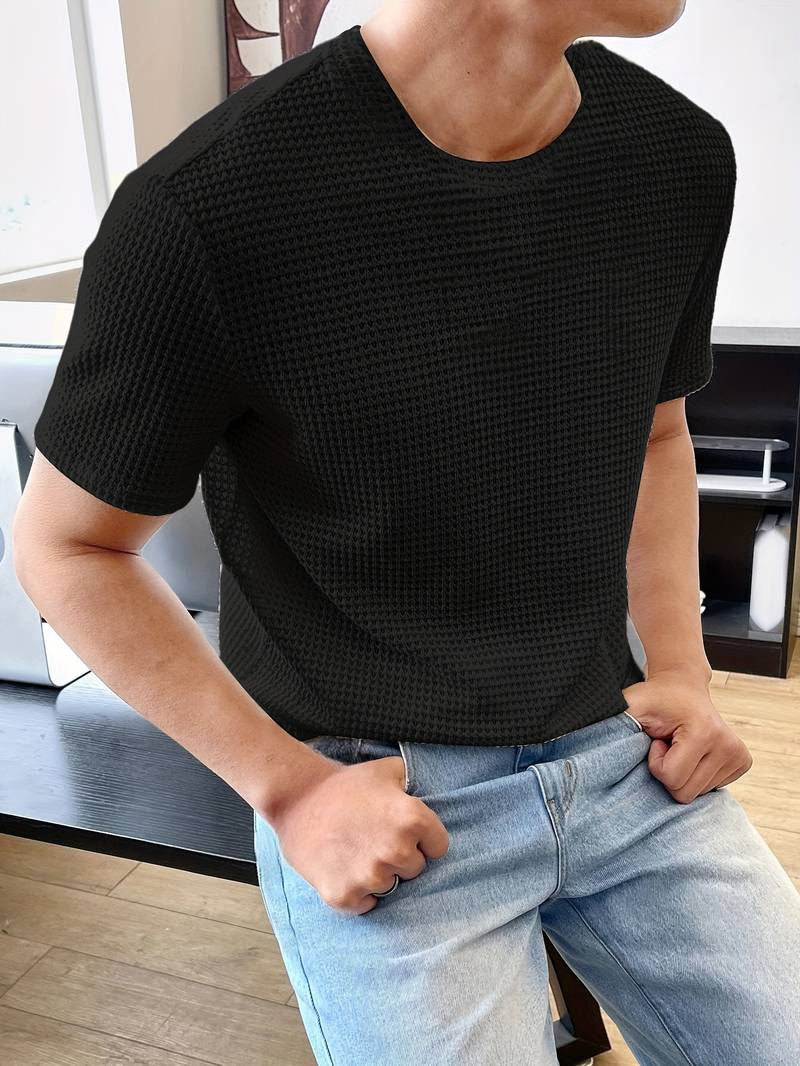 Variant image for Męski Modny T Shirt z Wysokiej Jakości Materiału z Okrągłym Dekoltem-17