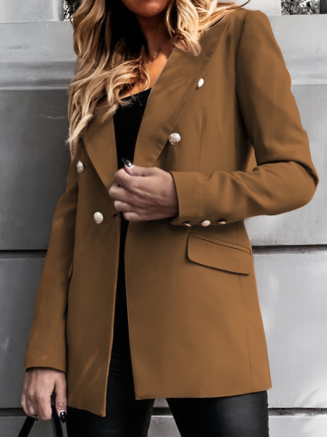 Kobiety Elegancki Wysokiej Jakości Blazer z Podwójnym Rzędem Guzików