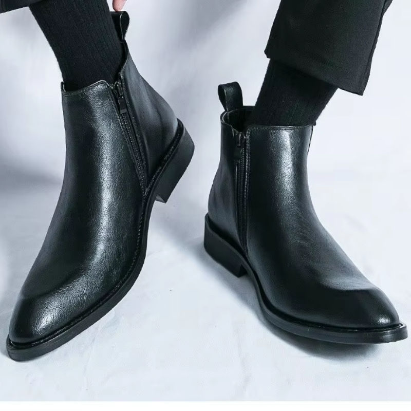 Variant image for Męskie Eleganckie Skórzane Botki Chelsea z Zapięciem Błyskawicznym-16