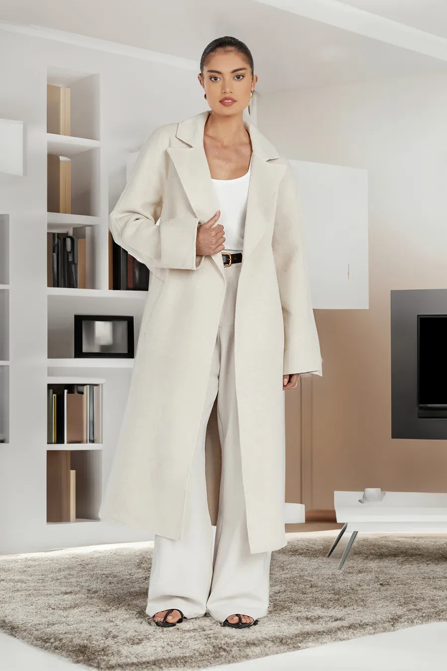 Kobieca Elegancka Wodoodporna Trenchcoat z Regulowanym Pasem