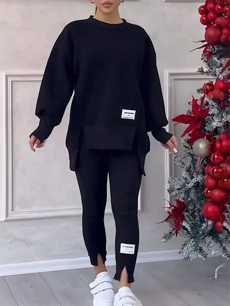 Variant image for Kobieta Elegancki Bawełniany Sweter z Legginsami na Co Dzień-1