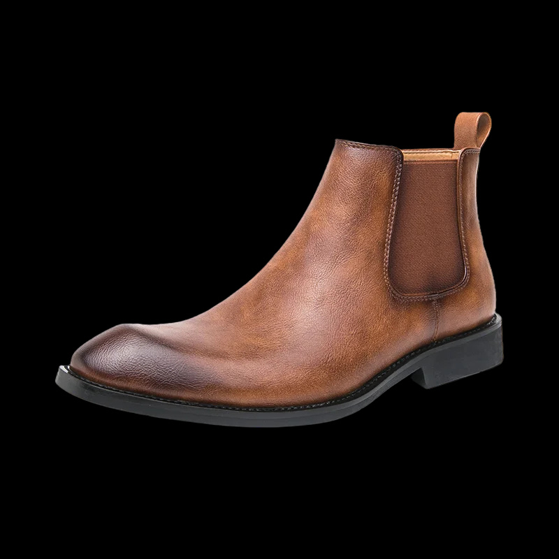 Męskie Eleganckie Skórzane Botki Chelsea z Zapięciem Błyskawicznym