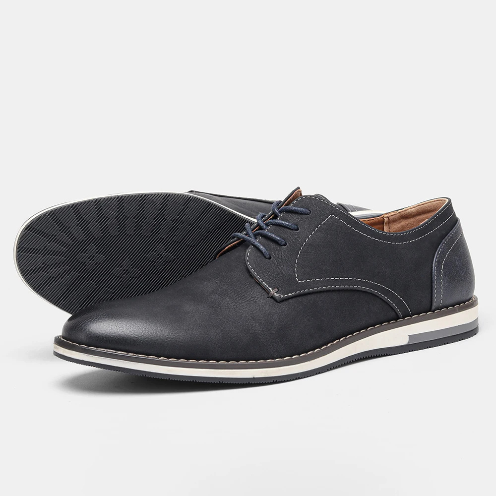 Męskie Eleganckie Skórzane Buty z Sznurowaniem z Lekką Podeszwą