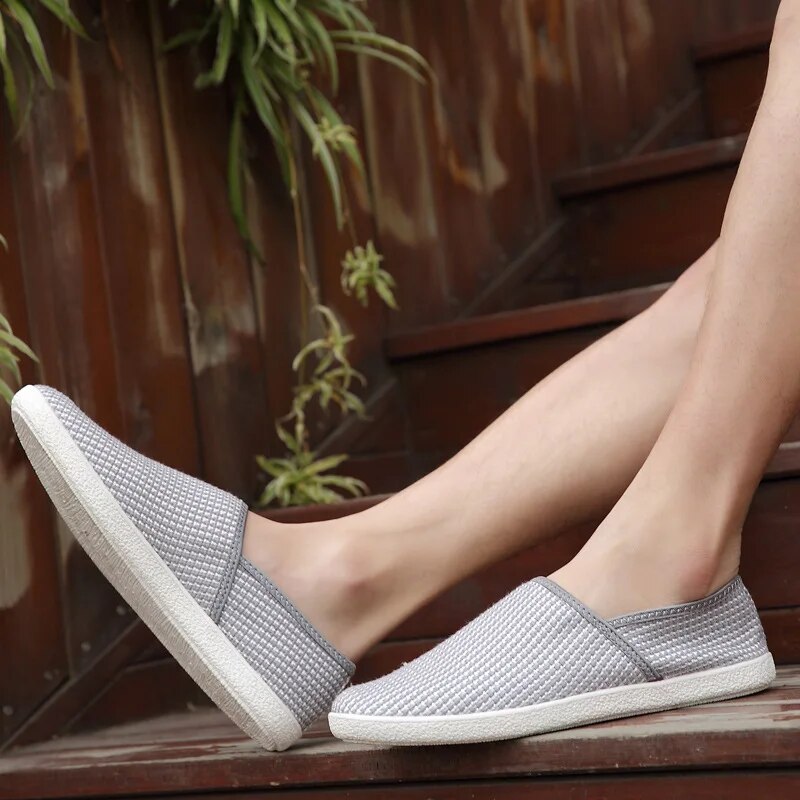 Męskie Eleganckie Lniane Loafersy z Komfortowym Wnętrzem