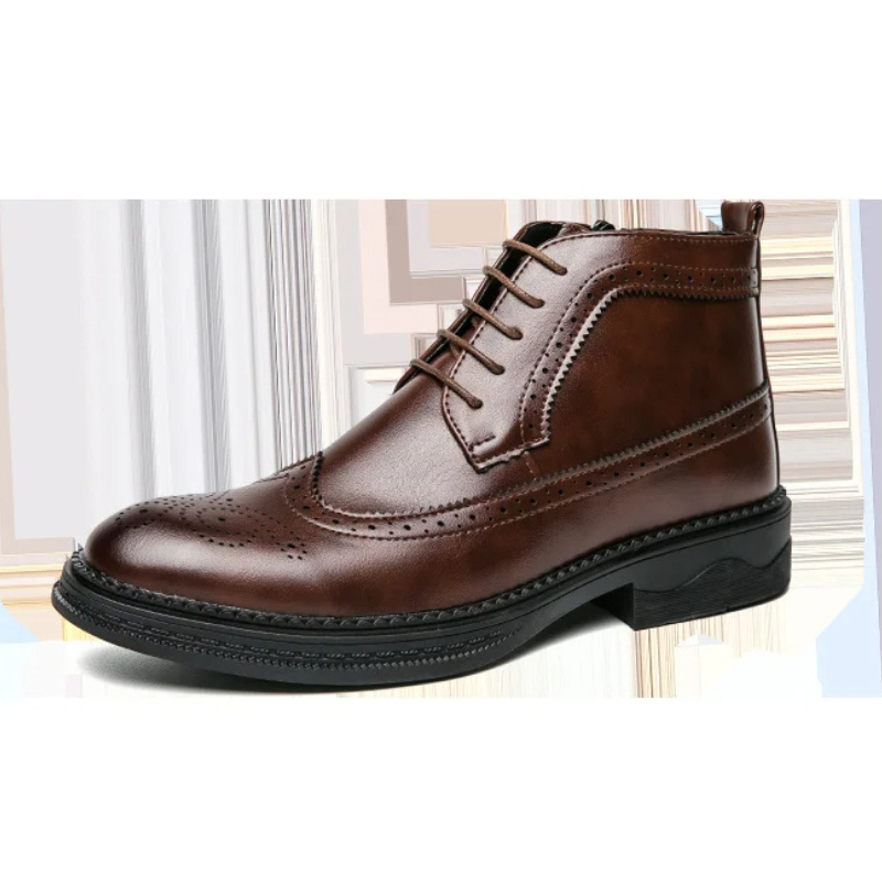 Męskie Eleganckie Skórzane Buty Brogue