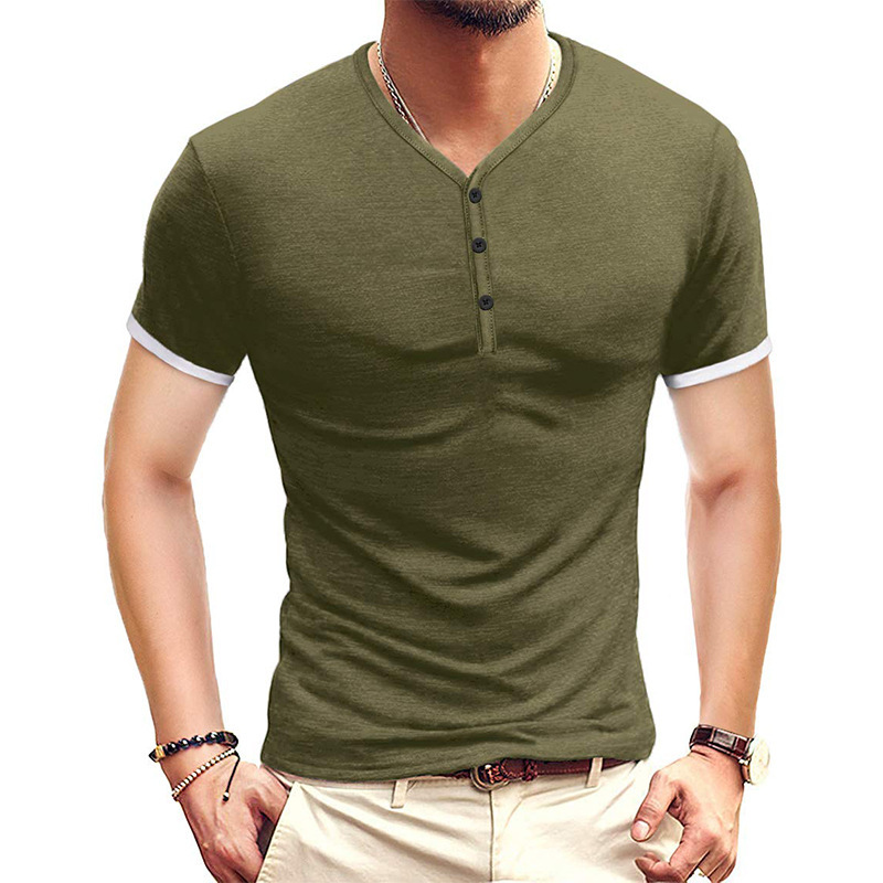 Variant image for Męski Wysokiej Jakości T-Shirt z V-dekoltem z Swobodnym Krojem-19