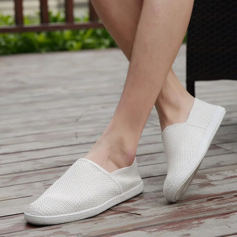 Męskie Eleganckie Lniane Loafersy z Komfortowym Wnętrzem