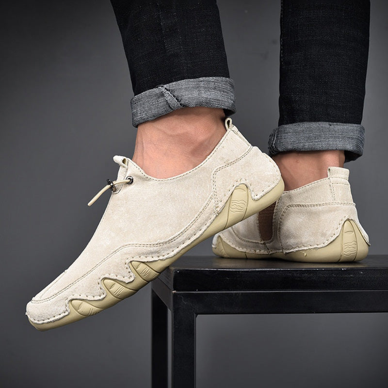 Męskie Eleganckie Skórzane Loafersy z Elastycznym Zapięciem