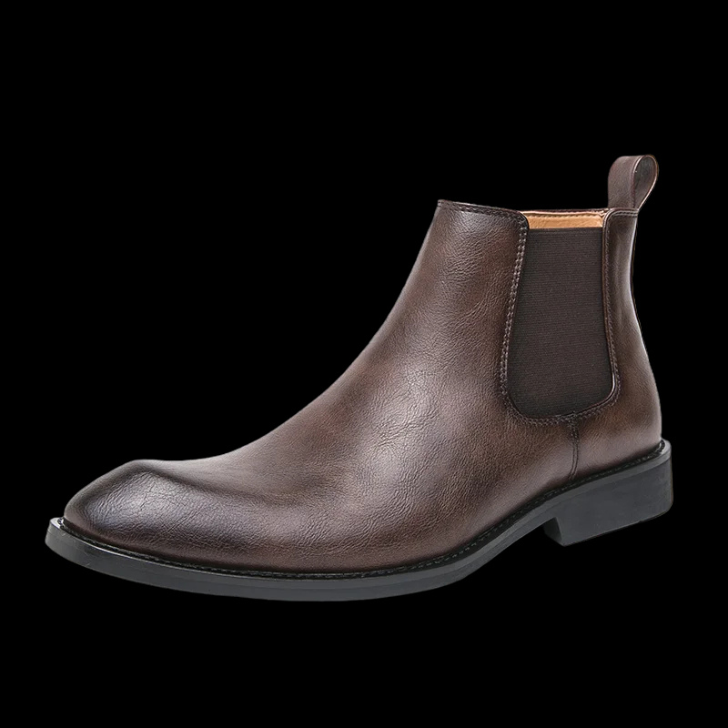 Męskie Eleganckie Skórzane Botki Chelsea z Zapięciem Błyskawicznym