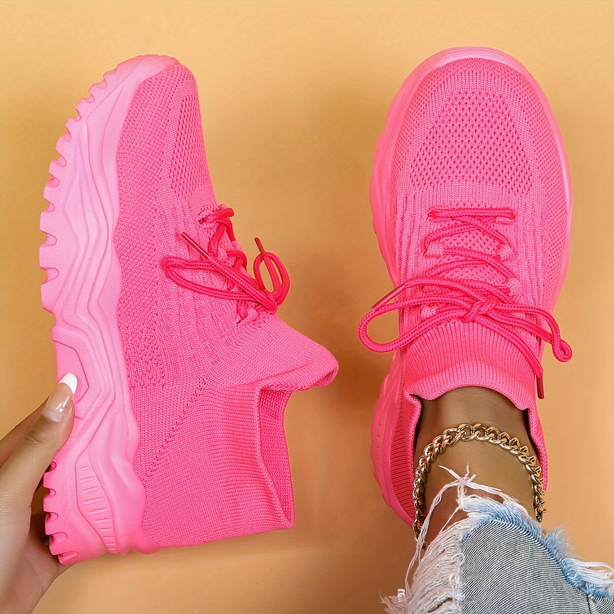 Variant image for Damskie Nowoczesne Oddychające Sneakersy z Grubą Podeszwą-28
