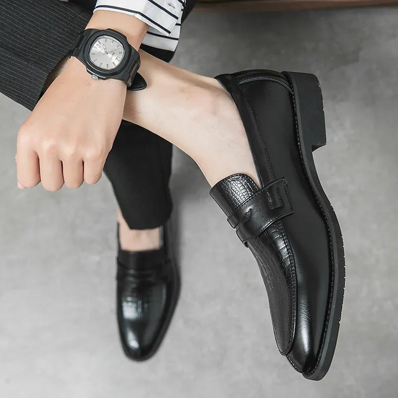 Męskie Eleganckie Skórzane Loafersy z Klasycznym Designem