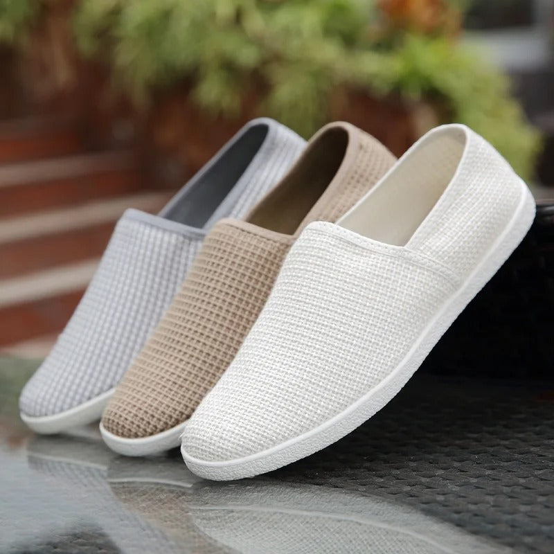 Męskie Eleganckie Lniane Loafersy z Komfortowym Wnętrzem