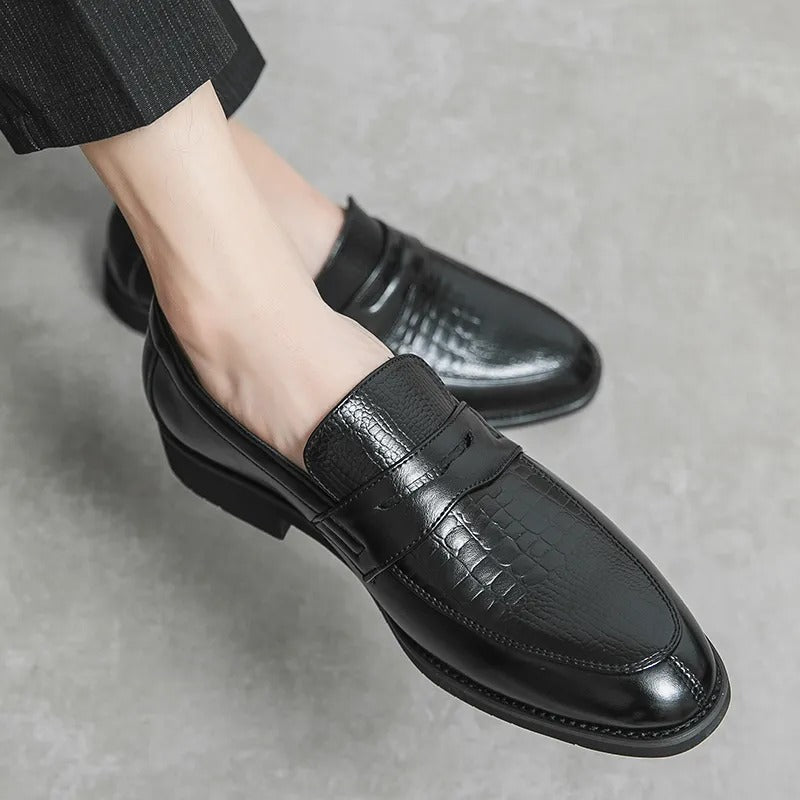 Męskie Eleganckie Skórzane Loafersy z Klasycznym Designem