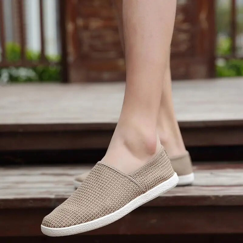 Męskie Eleganckie Lniane Loafersy z Komfortowym Wnętrzem
