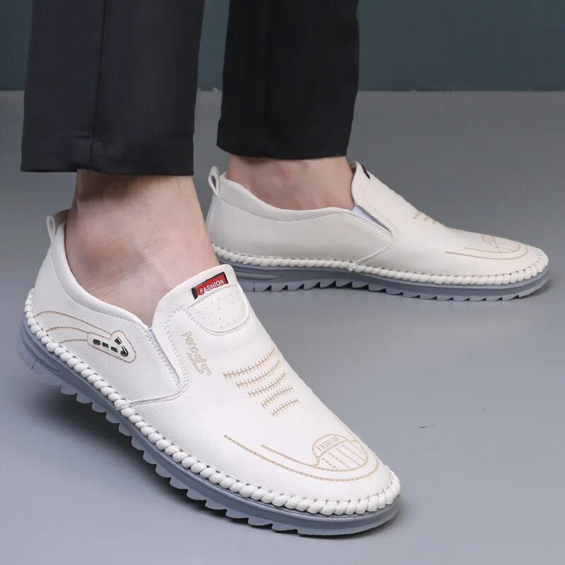 Męskie Eleganckie Skórzane Loafery z Oddychającą Podeszwą