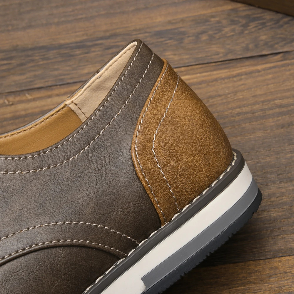 Męskie Eleganckie Skórzane Buty z Sznurowaniem z Lekką Podeszwą