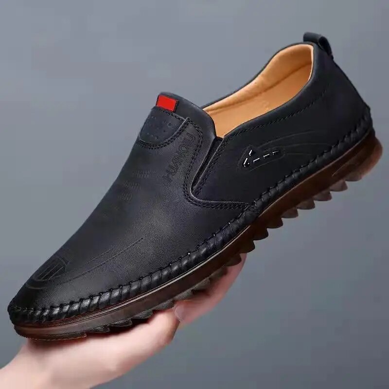 Męskie Eleganckie Skórzane Loafery z Oddychającą Podeszwą