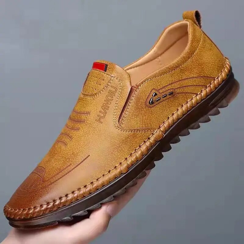 Męskie Eleganckie Skórzane Loafery z Oddychającą Podeszwą
