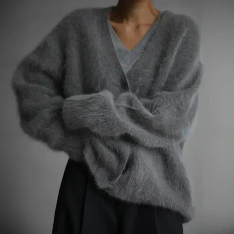 Kobiecy Elegancki Kaszmirowy Sweter z V-dekoltem i Długimi Rękawami