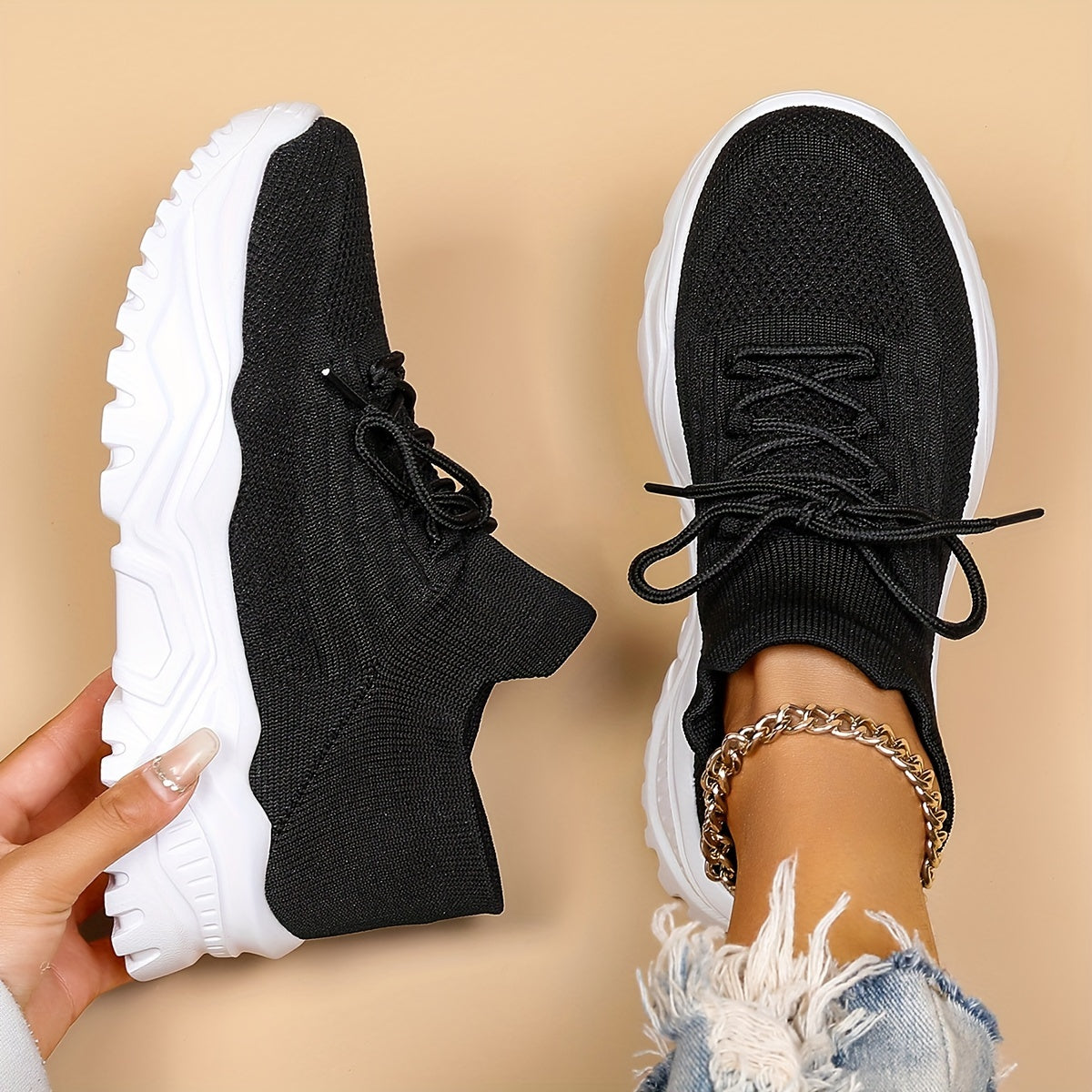 Variant image for Damskie Nowoczesne Oddychające Sneakersy z Grubą Podeszwą-19