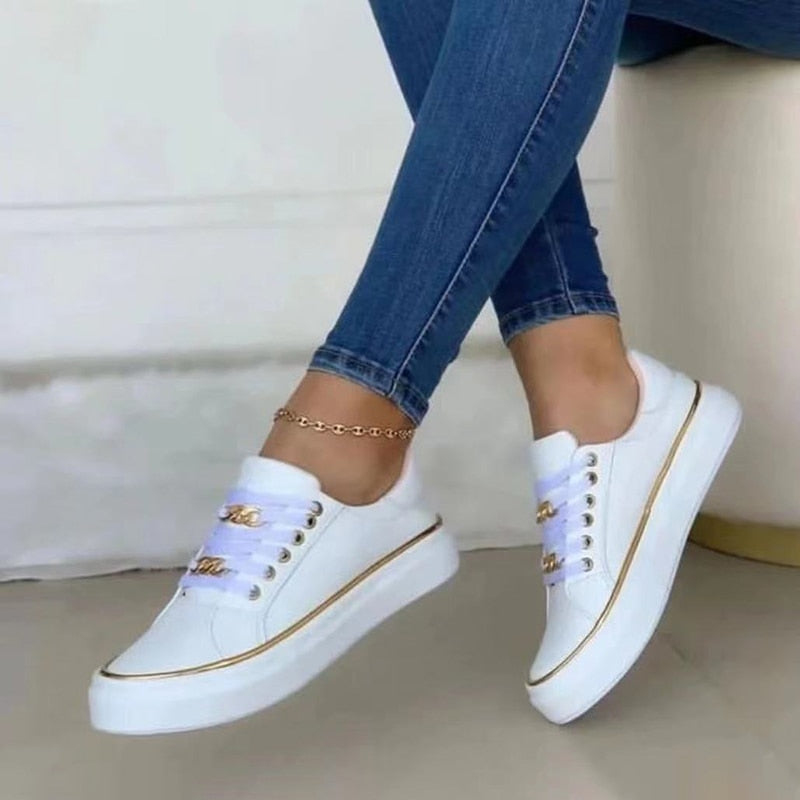 Damskie Eleganckie Sneakersy z PU i Gumą z Wsparciem