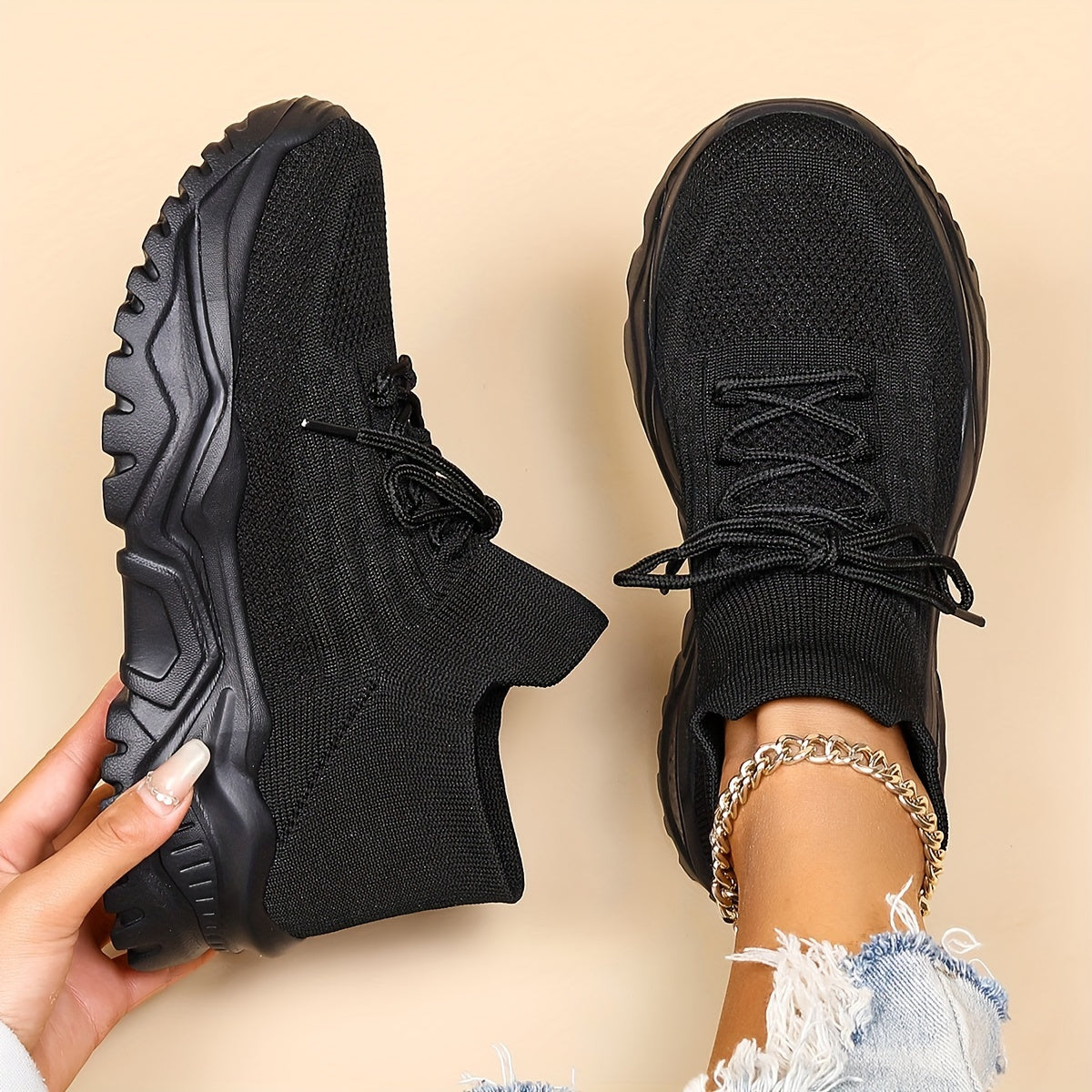Variant image for Damskie Nowoczesne Oddychające Sneakersy z Grubą Podeszwą-10