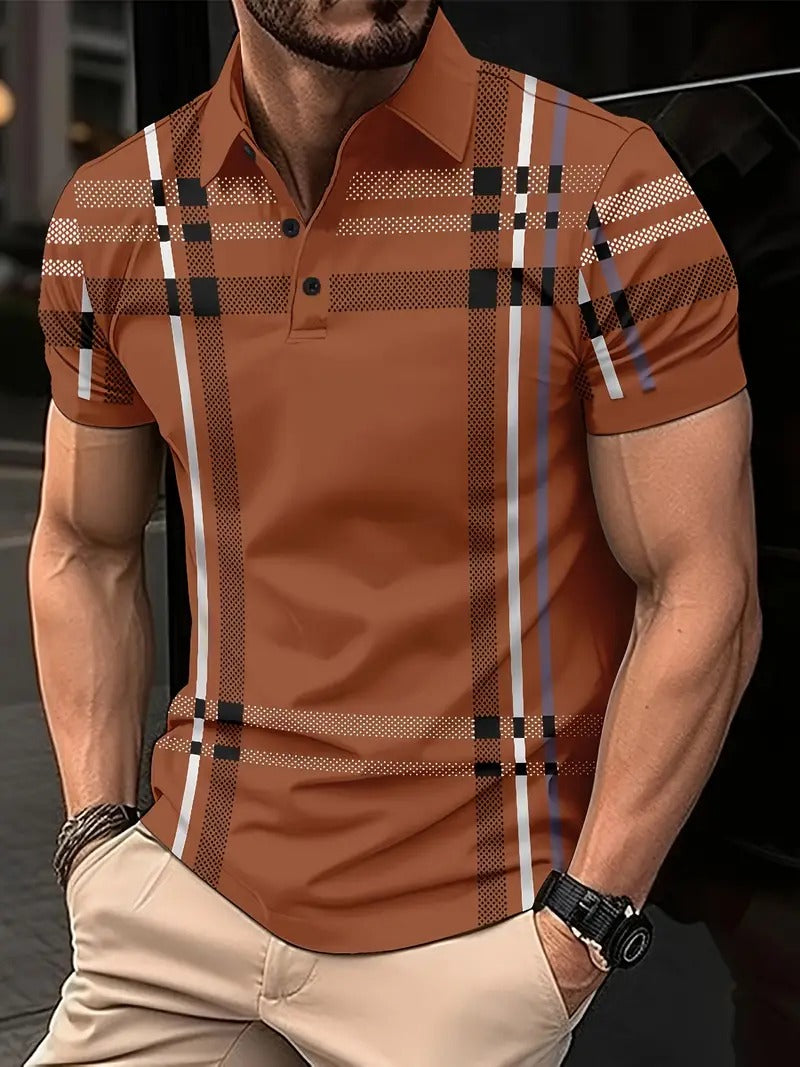 Trendy Koszulka Polo W Kratę Z Kołnierzykiem Męski | Idealna na Wiosnę/Lato