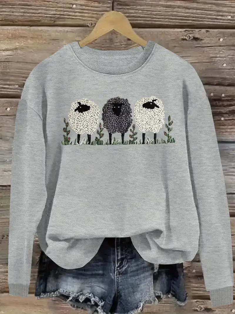 Wygodny Sweter z Motywem Owcy Damski | Idealny na Jesień/Zimę