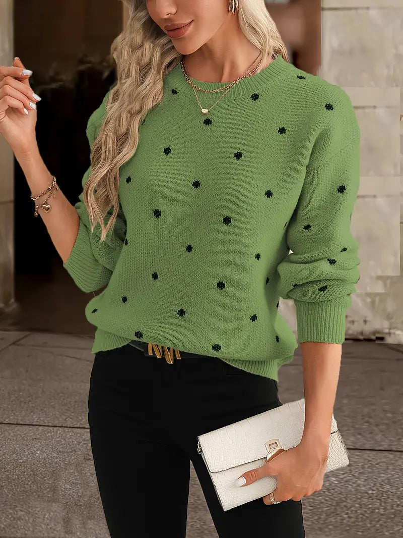 Casualowy Sweter Dzianinowy z Długimi Rękawami Damski | Idealny na Jesień/Zimę