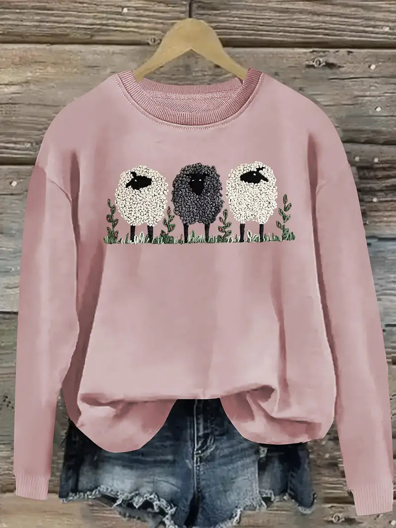 Wygodny Sweter z Motywem Owcy Damski | Idealny na Jesień/Zimę
