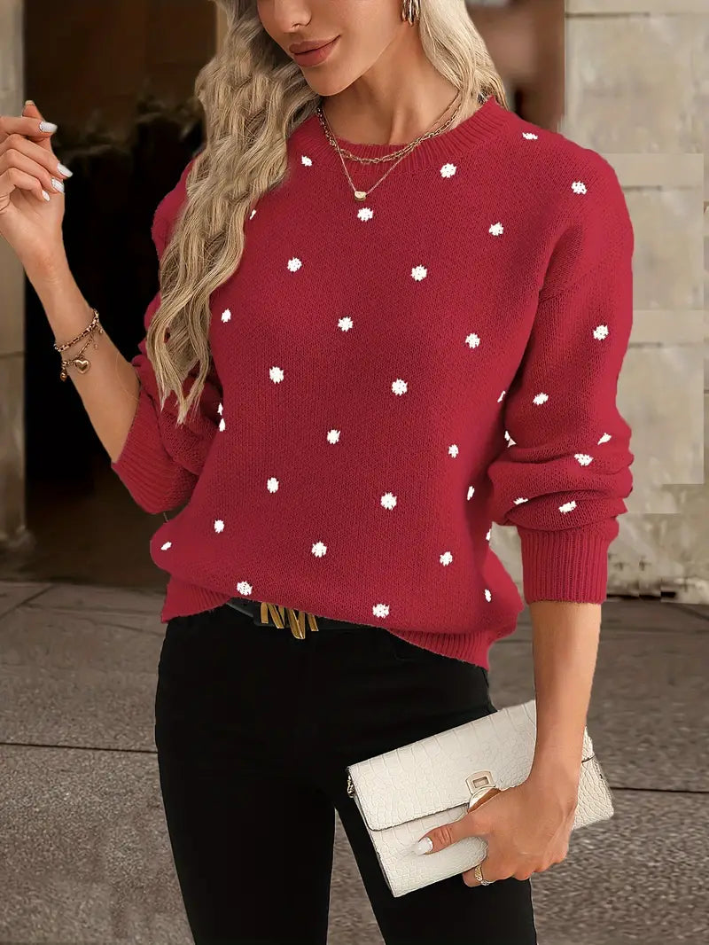 Casualowy Sweter Dzianinowy z Długimi Rękawami Damski | Idealny na Jesień/Zimę