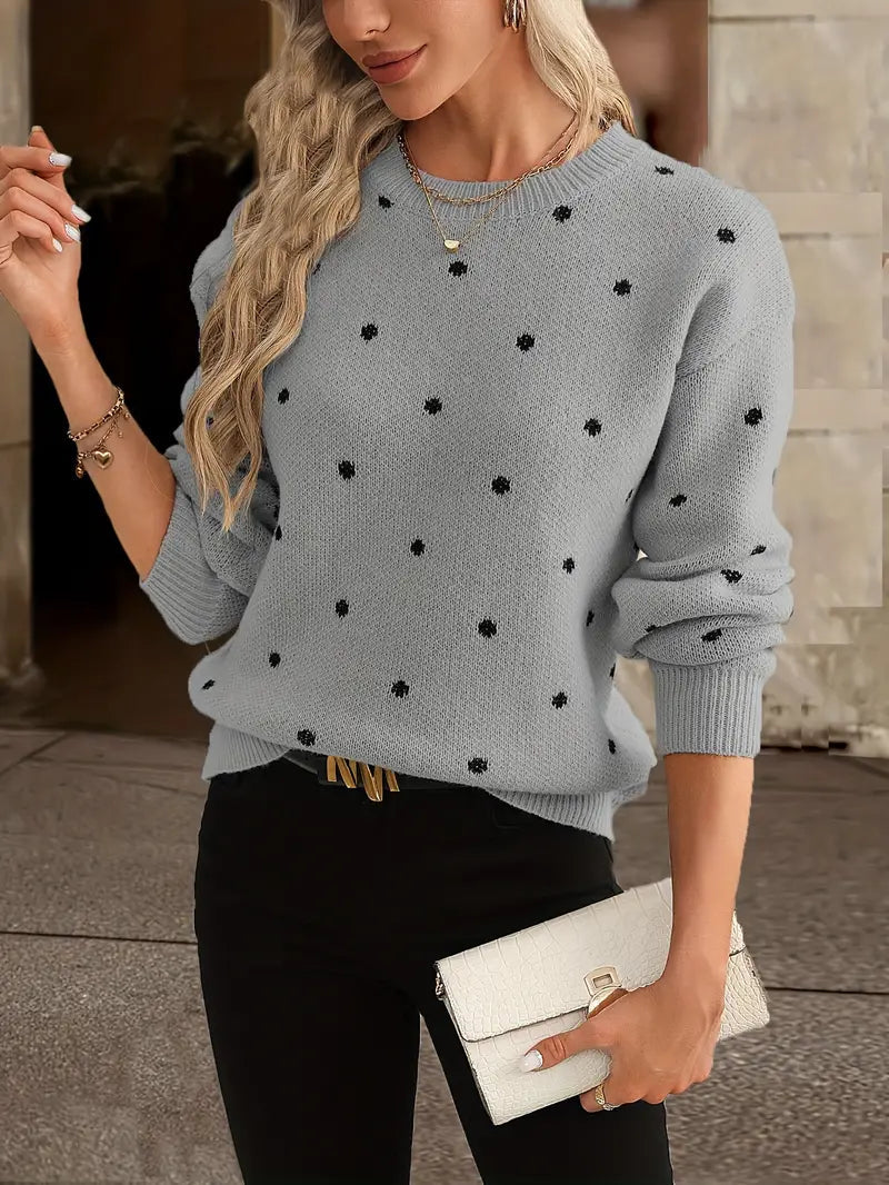 Casualowy Sweter Dzianinowy z Długimi Rękawami Damski | Idealny na Jesień/Zimę