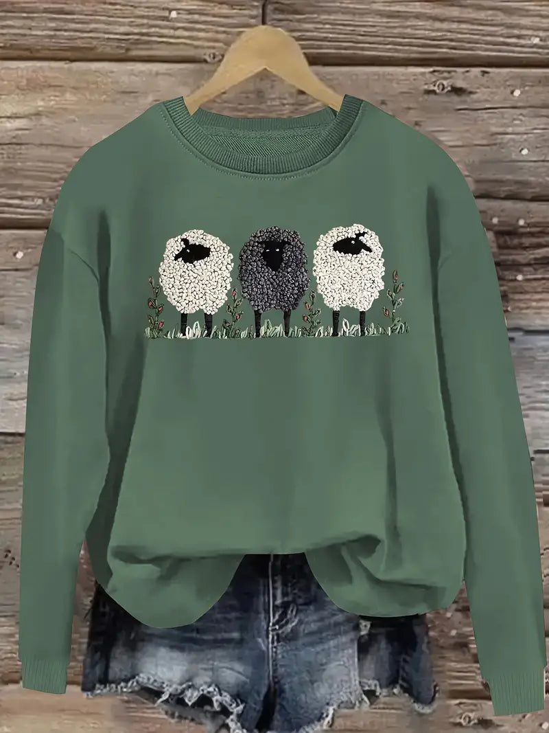 Wygodny Sweter z Motywem Owcy Damski | Idealny na Jesień/Zimę