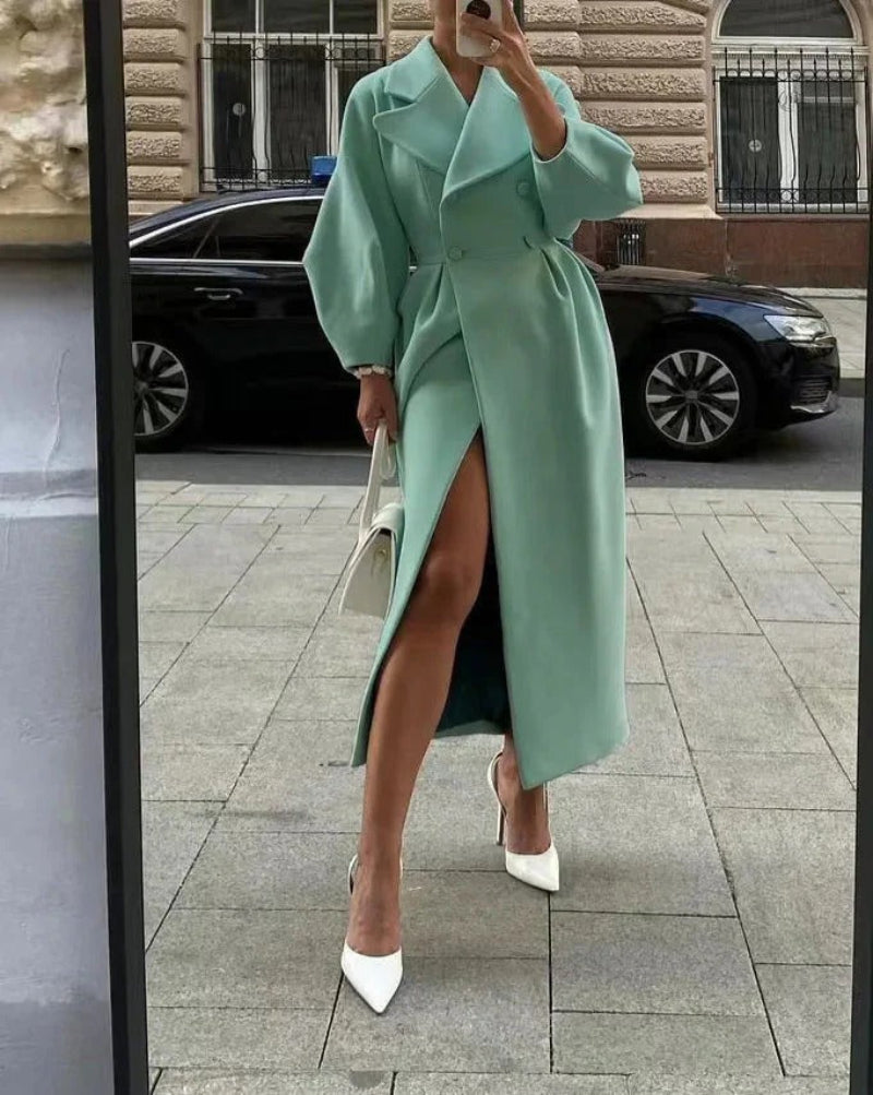 Elegancki Ciepły Płaszcz Zimowy Dwurzędowy Damski | Idealny na Jesień/Zimę