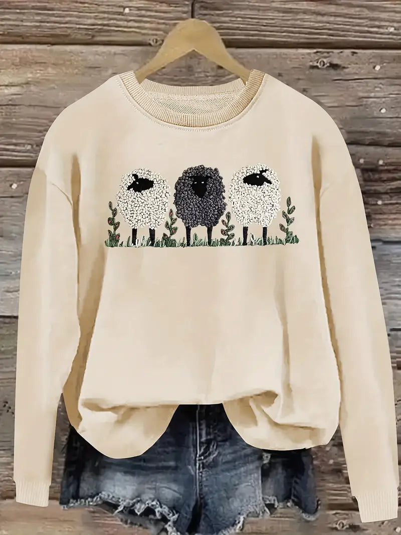 Wygodny Sweter z Motywem Owcy Damski | Idealny na Jesień/Zimę