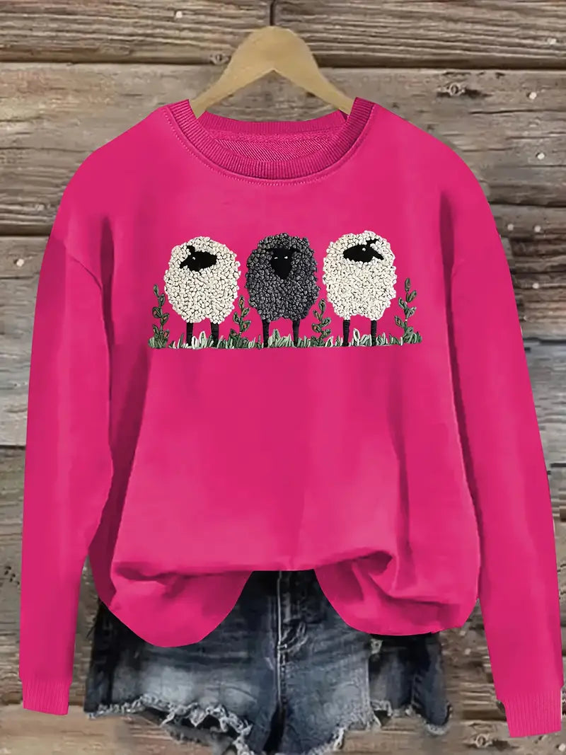 Wygodny Sweter z Motywem Owcy Damski | Idealny na Jesień/Zimę