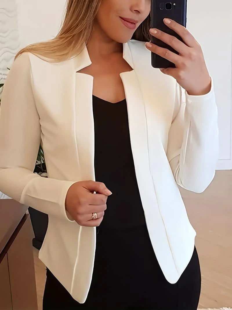 Casualowy Otwarty Blezer Ze Stójką I Gładkim Kolorem Damski | Idealny na Wszystkie Pory Roku