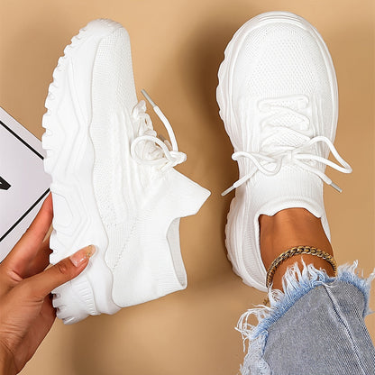 Damskie Nowoczesne Oddychające Sneakersy z Grubą Podeszwą