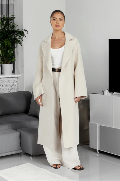 Kobieca Elegancka Wodoodporna Trenchcoat z Regulowanym Pasem