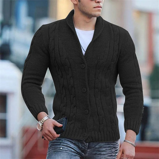 Casualny Slim Fit Kardigan Z Zapięciem na Guziki Męski | Idealny na Jesień/Zimę