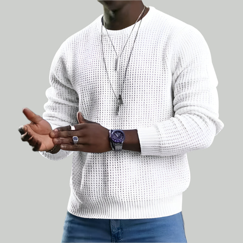 Casualny Jednokolorowy Sweter Dzianinowy Męski | Idealny na Jesień/Zimę