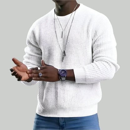 Casualny Jednokolorowy Sweter Dzianinowy Męski | Idealny na Jesień/Zimę