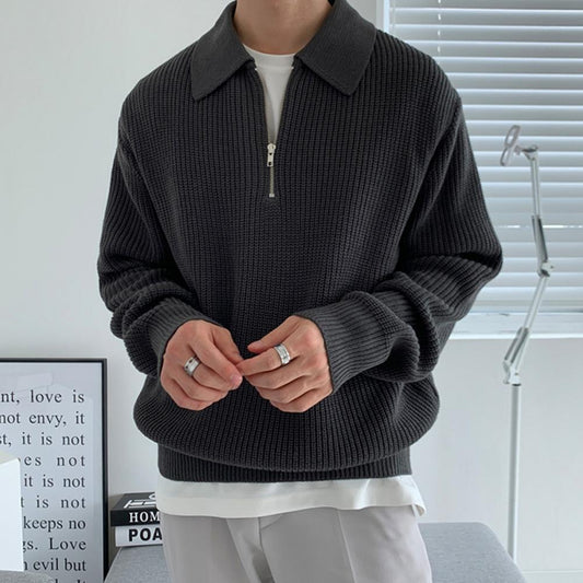 Casualny Sweter z Półzamkiem z Cordurowej Tkaniny Męski | Idealny na Jesień/Zimę