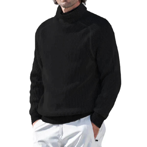 Ciepły Sweter w Paski z Kołnierzem Golf Męski | Idealny na Jesień/Zimę