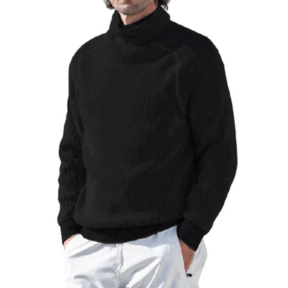 Ciepły Sweter w Paski z Kołnierzem Golf Męski | Idealny na Jesień/Zimę