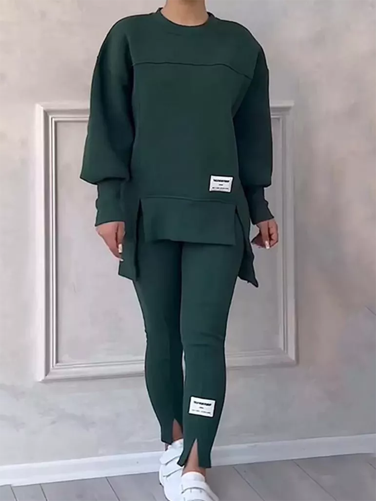 Variant image for Kobieta Elegancki Bawełniany Sweter z Legginsami na Co Dzień-13