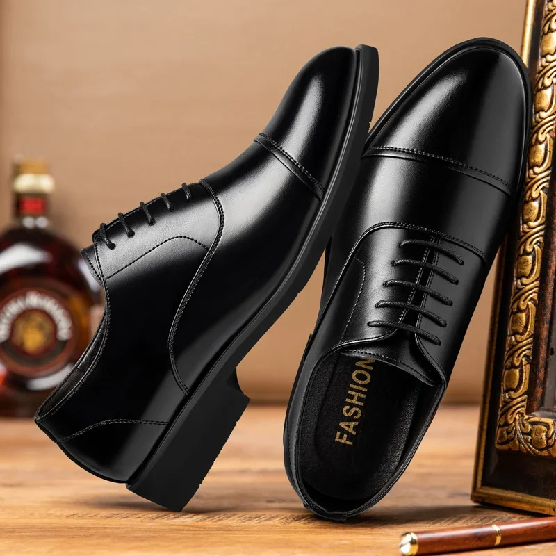 Variant image for Męskie Eleganckie Skórzane Buty z Ukrytą Wysokością 6 cm z Designem Cap-Toe-31