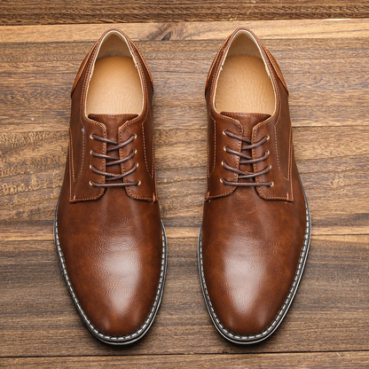 Męskie Eleganckie Skórzane Buty z Sznurowaniem i Wygodną Wkładką