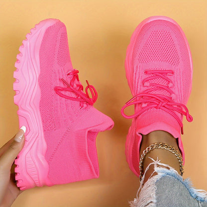 Damskie Nowoczesne Oddychające Sneakersy z Grubą Podeszwą