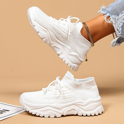 Damskie Nowoczesne Oddychające Sneakersy z Grubą Podeszwą
